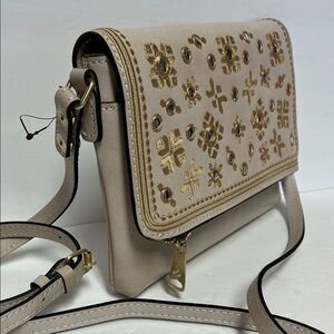 Patricia Nash Beige and Gold Embroidered Crossbody Bag NWOT